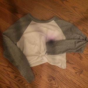 forever 21 long sleeve crop top with front knot